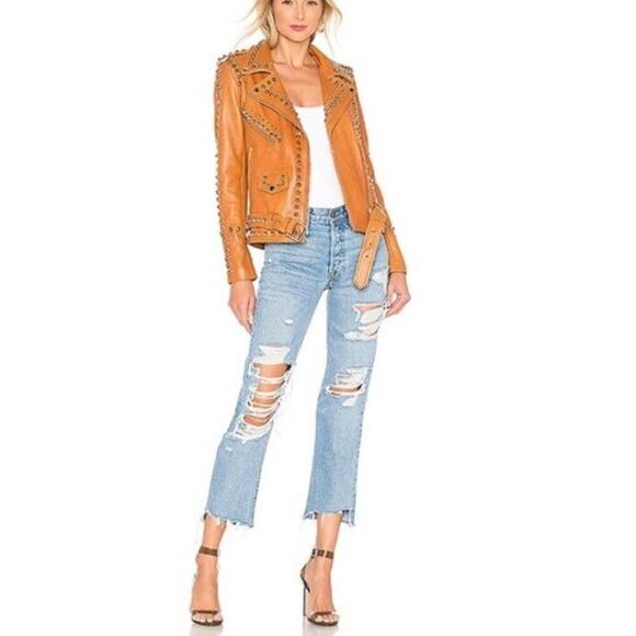 Grlfrnd 27 Jeans Helena High Rise Distressed Guess Again Straight Crop - Picture 1 of 8